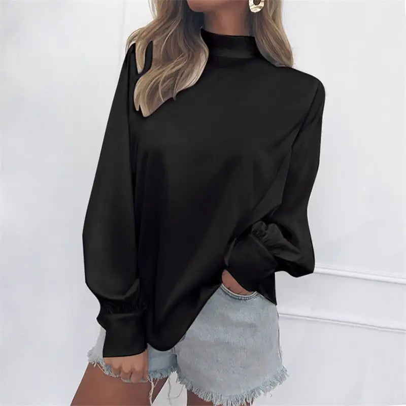 High Neck Lantern Sleeve Top