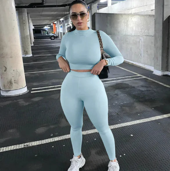 Two-Piece Solid Autumn Overalls Set