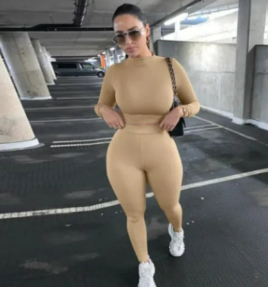 Two-Piece Solid Autumn Overalls Set