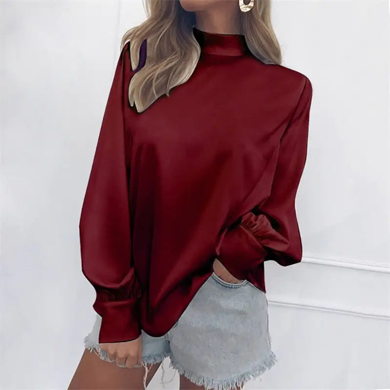 High Neck Lantern Sleeve Top