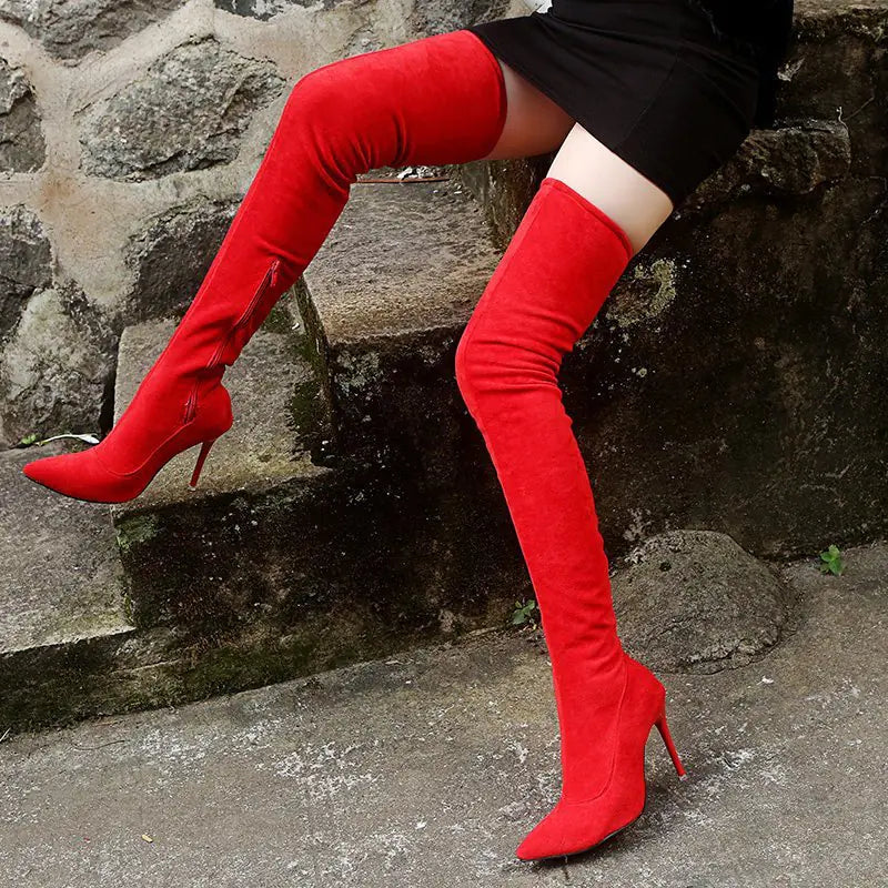 Pointed High Heel Over-the-Knee Boots