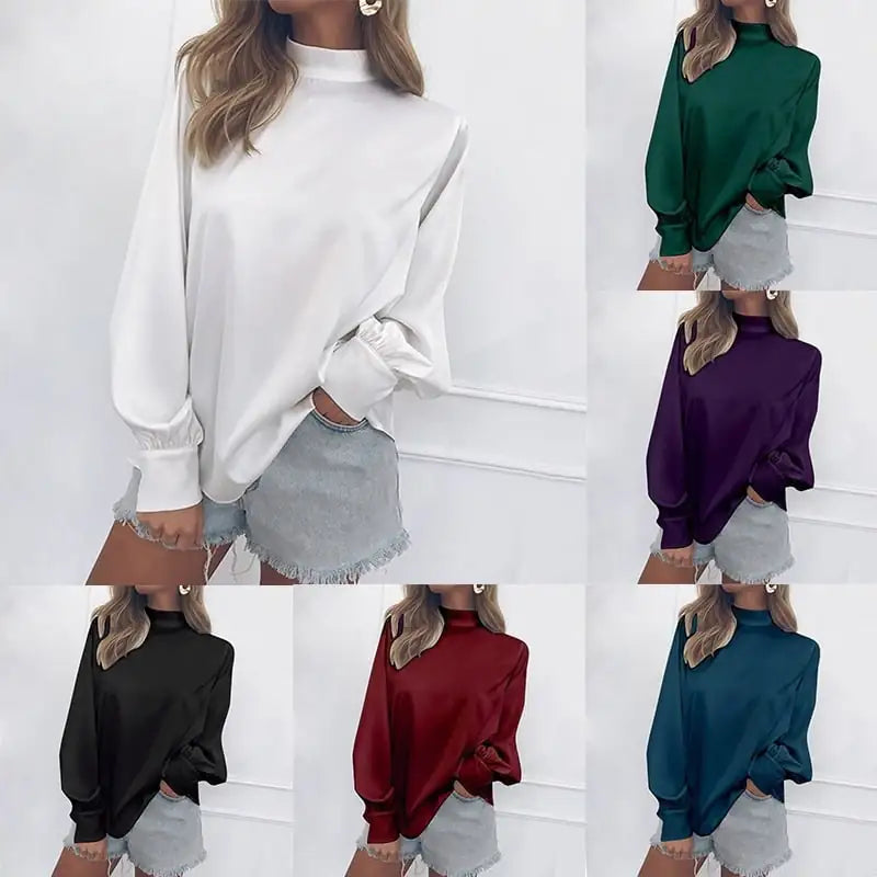 High Neck Lantern Sleeve Top