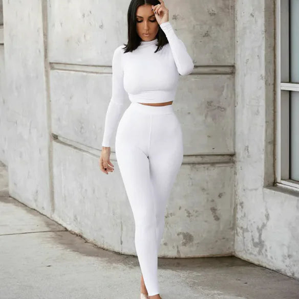 Two-Piece Solid Autumn Overalls Set