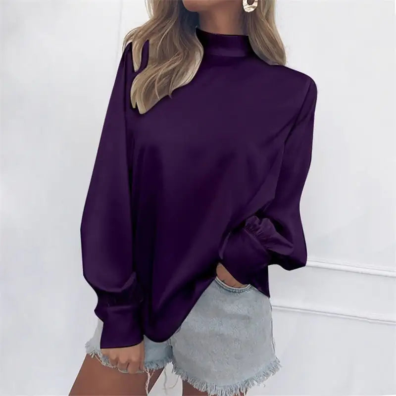 High Neck Lantern Sleeve Top