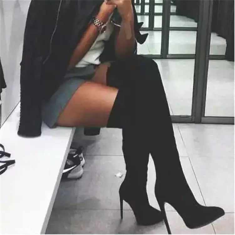 Pointed High Heel Over-the-Knee Boots